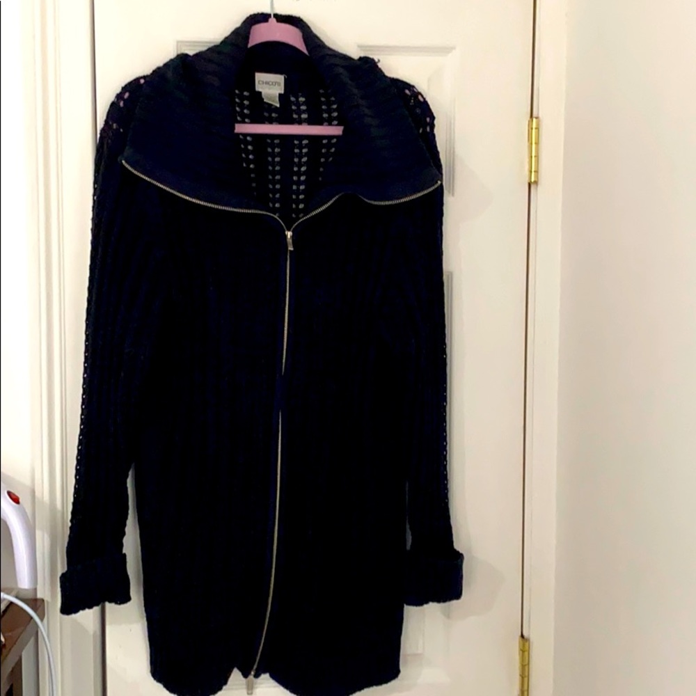 Chico’s Black Long Line Sweater with zipper 3X